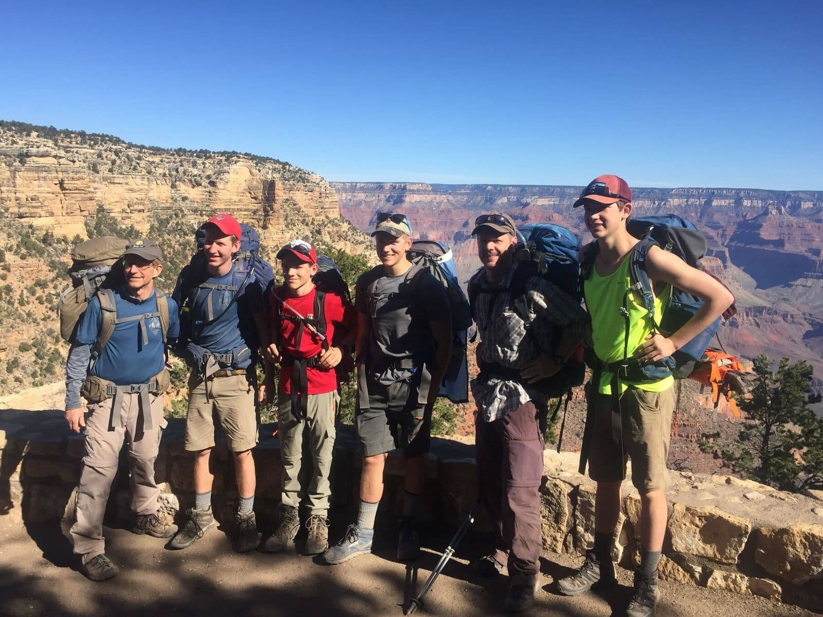 Backpacking crew on a Grand Canyon trail